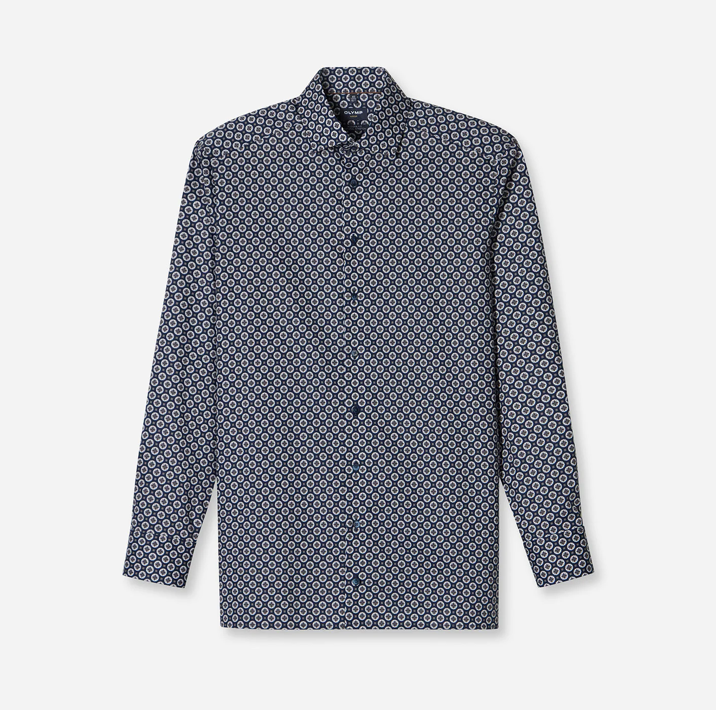 Olymp miesten kauluspaita, 042 LUXOR MODERN FIT MICRO PRINT Sininen Kuosi - Image 4
