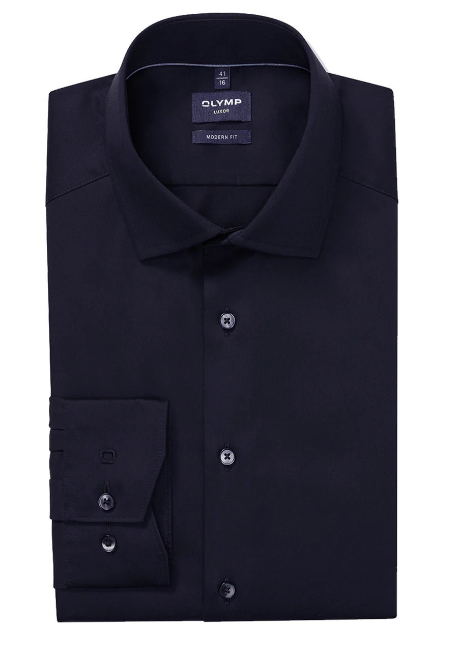 Olymp miesten kauluspaita, 042 LUXOR MODERN FIT SATIN Sininen