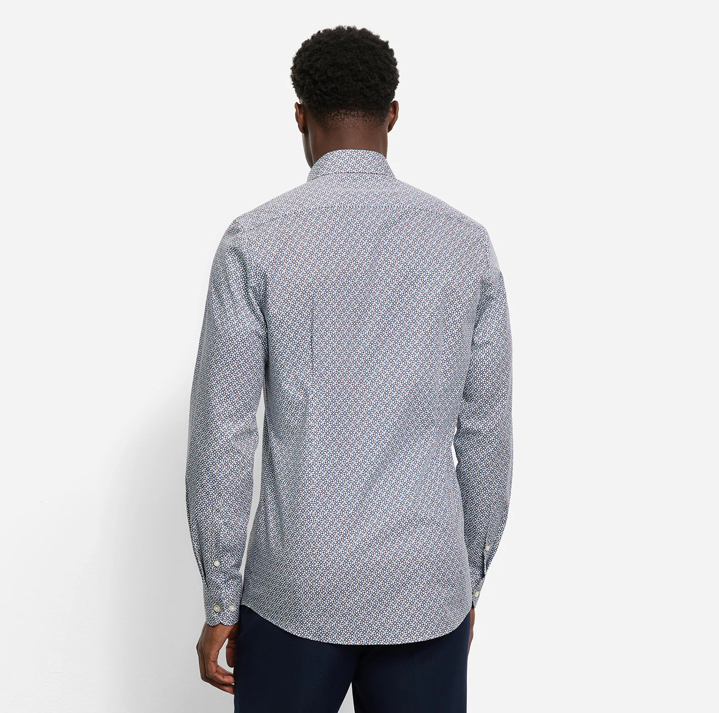 Olymp miesten kauluspaita, 051 LEVEL 5 BODY FIT COTTON PRINT Sininen Kuosi - Image 3