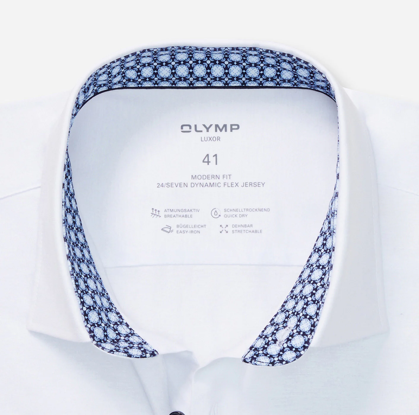 Olymp miesten kauluspaita, 095 24/7 - LUXOR MODERN FIT JERSEY Valkoinen - Image 2