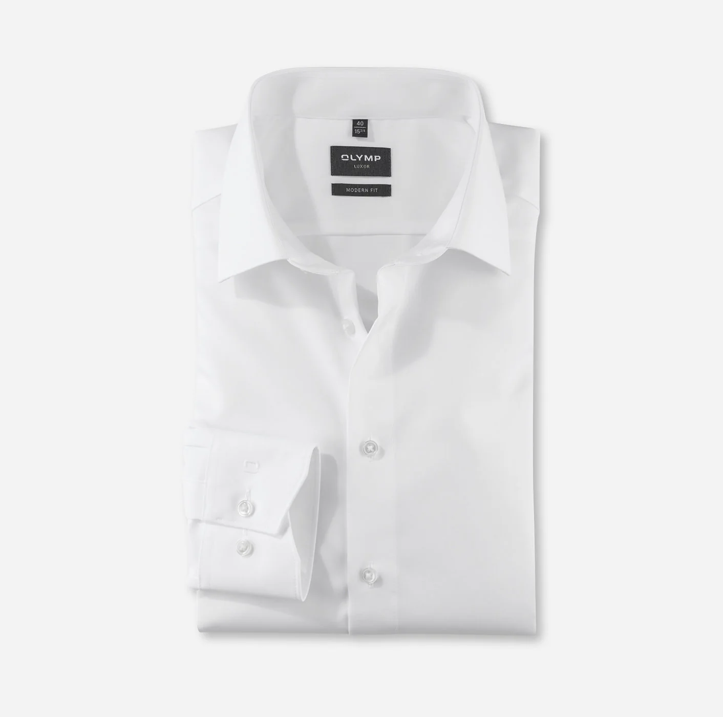 Olymp miesten kauluspaita, OLYMP LUXOR MODERN FIT WHITE Valkoinen