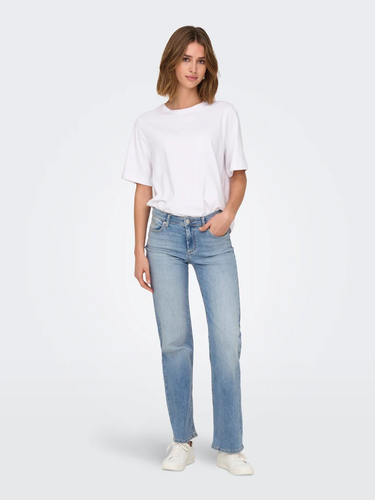 Only naisten farkut ONLBLUSH MID STRAIGHT DNM TAI467 NOOS, vaaleansininen
