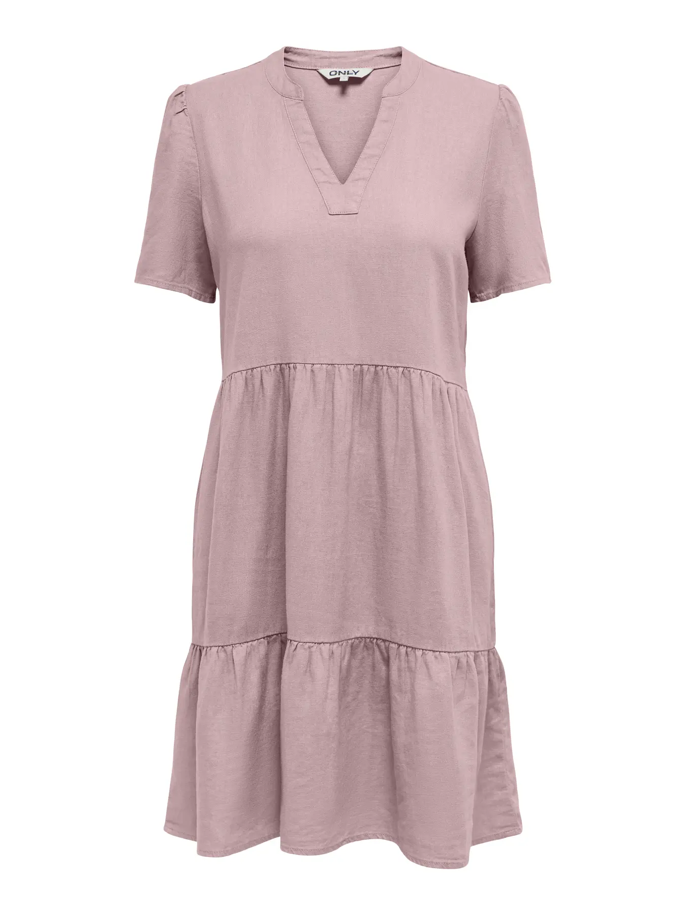 Only naisten mekko ONLTiri-Goa SS V-Neck Lin Dress, vaaleanpunainen