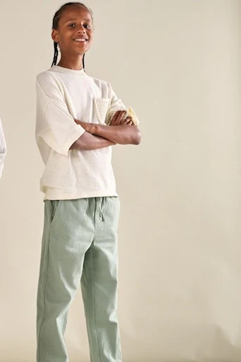 Only and Sons Junior lasten housut, OSJLINUS COTTON LINEN PANT Vihreä