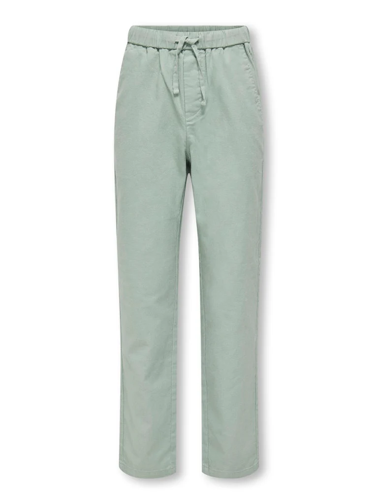 Only and Sons Junior lasten housut, OSJLINUS COTTON LINEN PANT Vihreä - Image 2