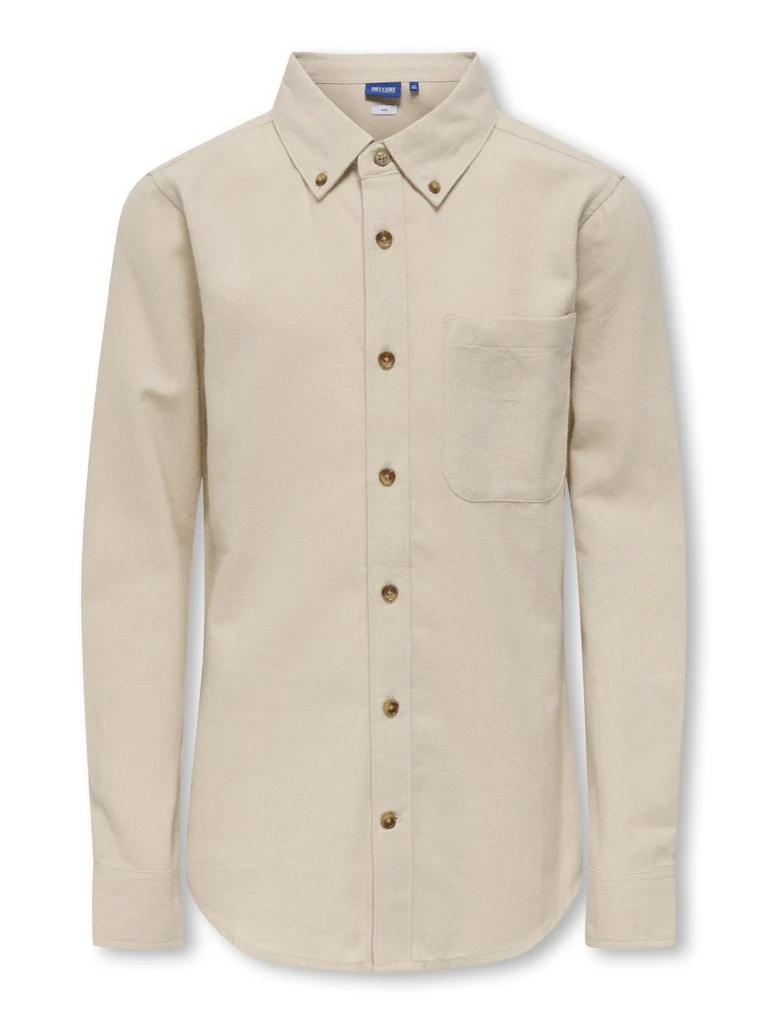 Only and Sons Junior lasten kauluspaita, OSJGUDMUND SLIM SHIRT WVN NOOS Beige