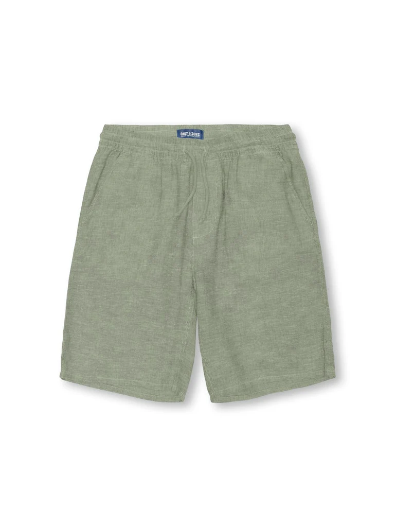 Only and Sons Junior shortsit, OSJCAIDEN LIFE LOOSE LINEN SHORTS Vihreä