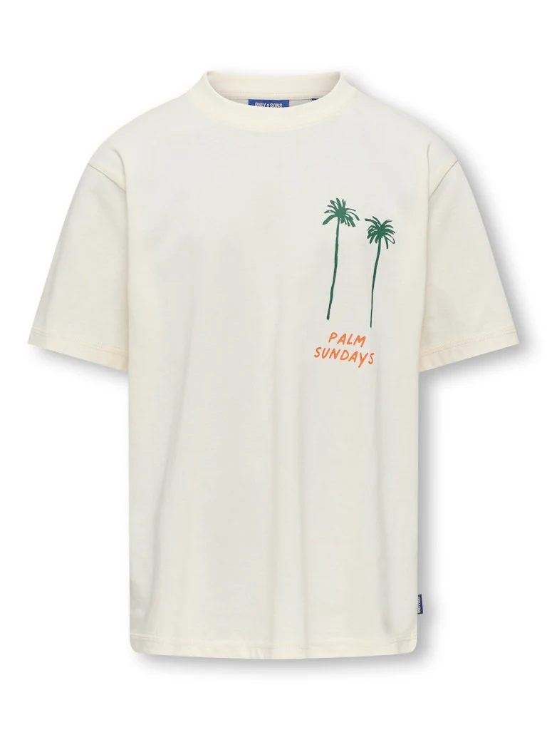 Only and Sons Junior t-paita, OSJMENES LOOSE SS O-NECK T-SHIRT Luonnonvalkoinen
