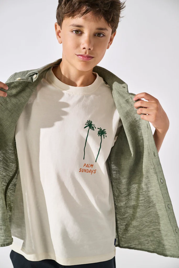 Only and Sons Junior t-paita, OSJMENES LOOSE SS O-NECK T-SHIRT Luonnonvalkoinen - Image 3