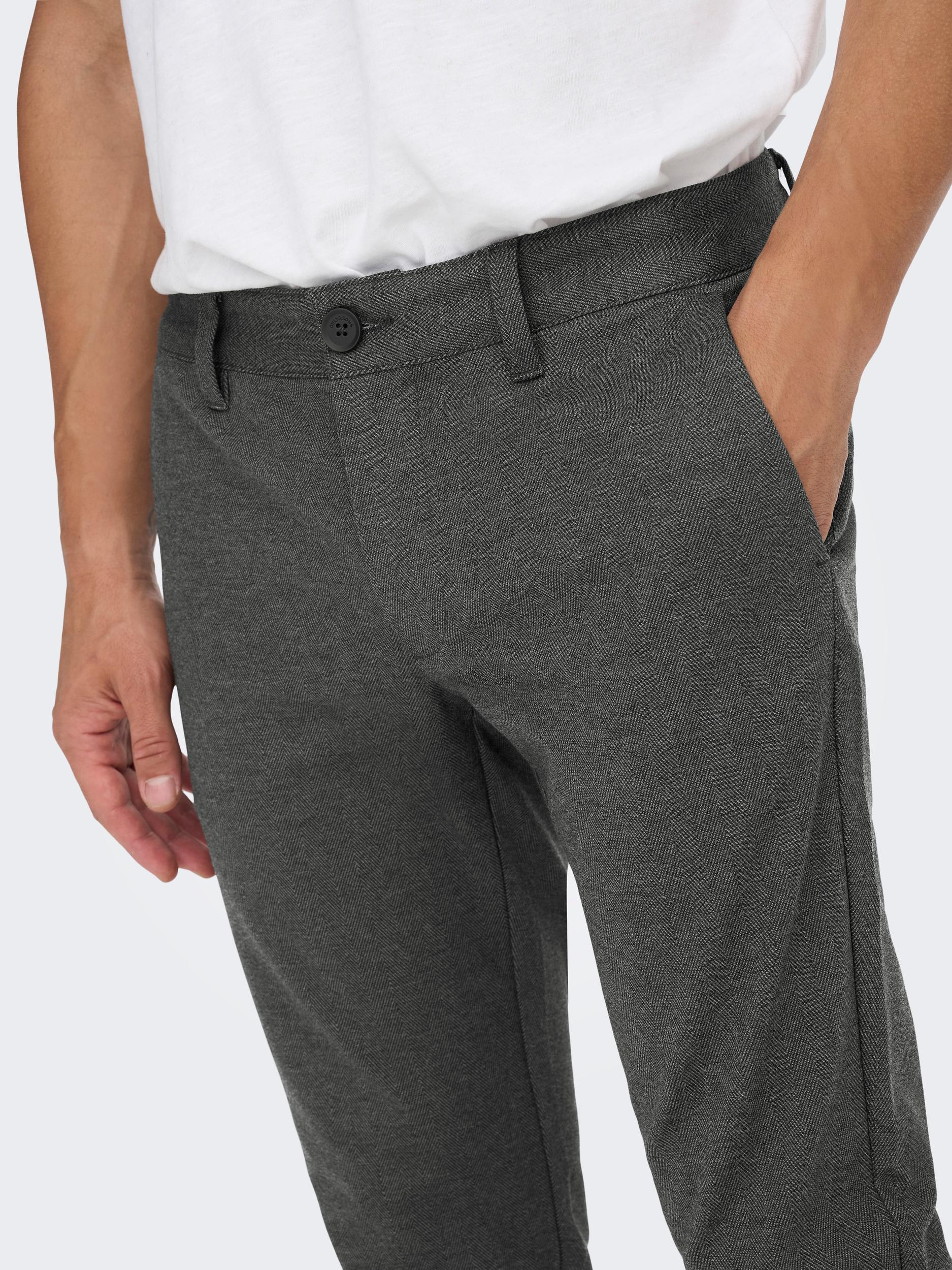 Only and Sons Miesten Chinot MARK TAP HERRINGBONE NOS Harmaa Kuosi - Image 6