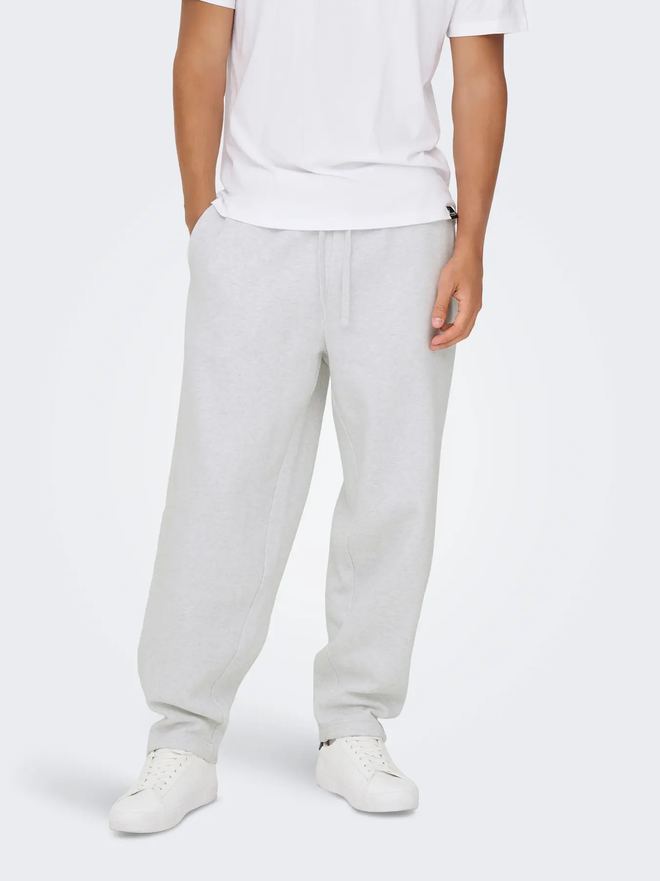 Only and Sons miesten collegehousut Onsceres Wide Pant, vaaleanharmaa