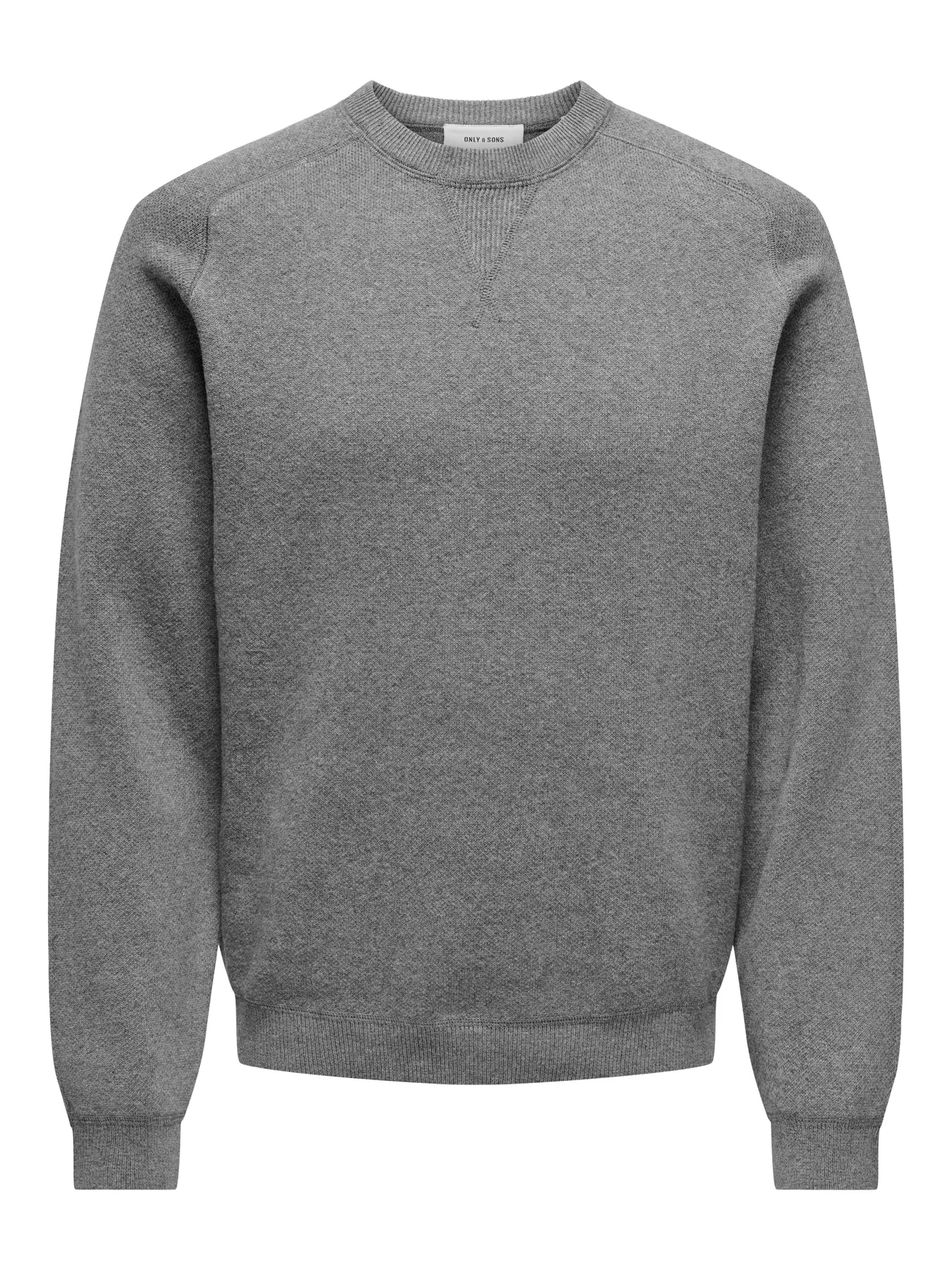 Only and Sons Miesten Collegepaita, Pin Reg Crew Neck Knit Nos Medium Grey Melange