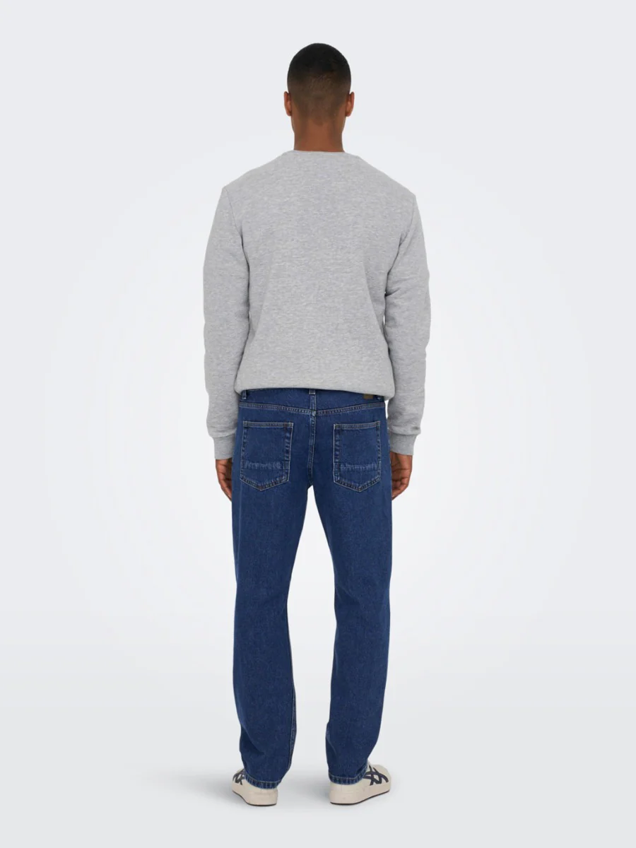 Only and Sons miesten farkut, EDGE BLUE 3813 STRAIGHT FIT Indigo - Image 4