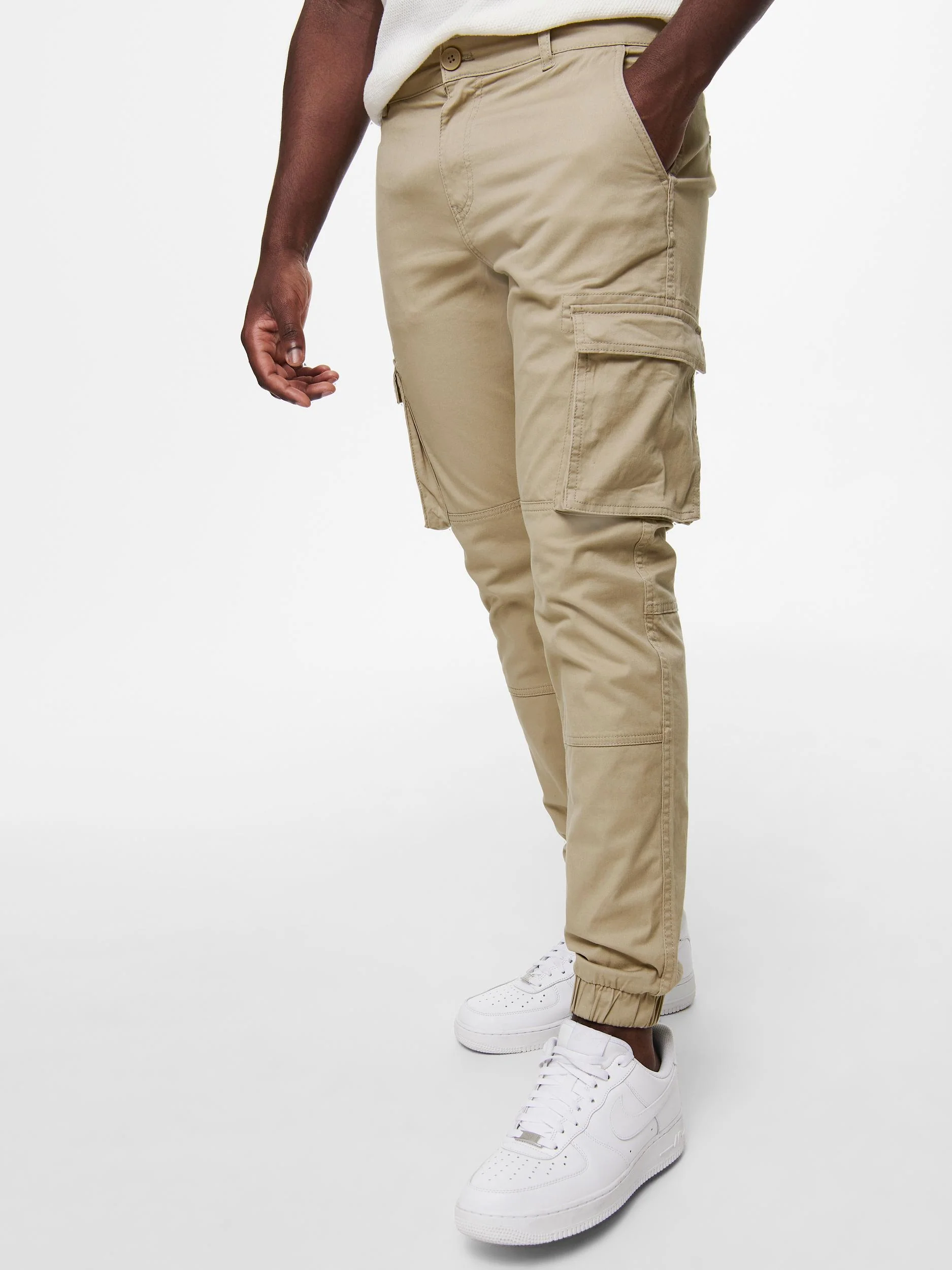 Only and Sons miesten housut, ONSCAM STAGE CARGO CUFF Beige - Image 3