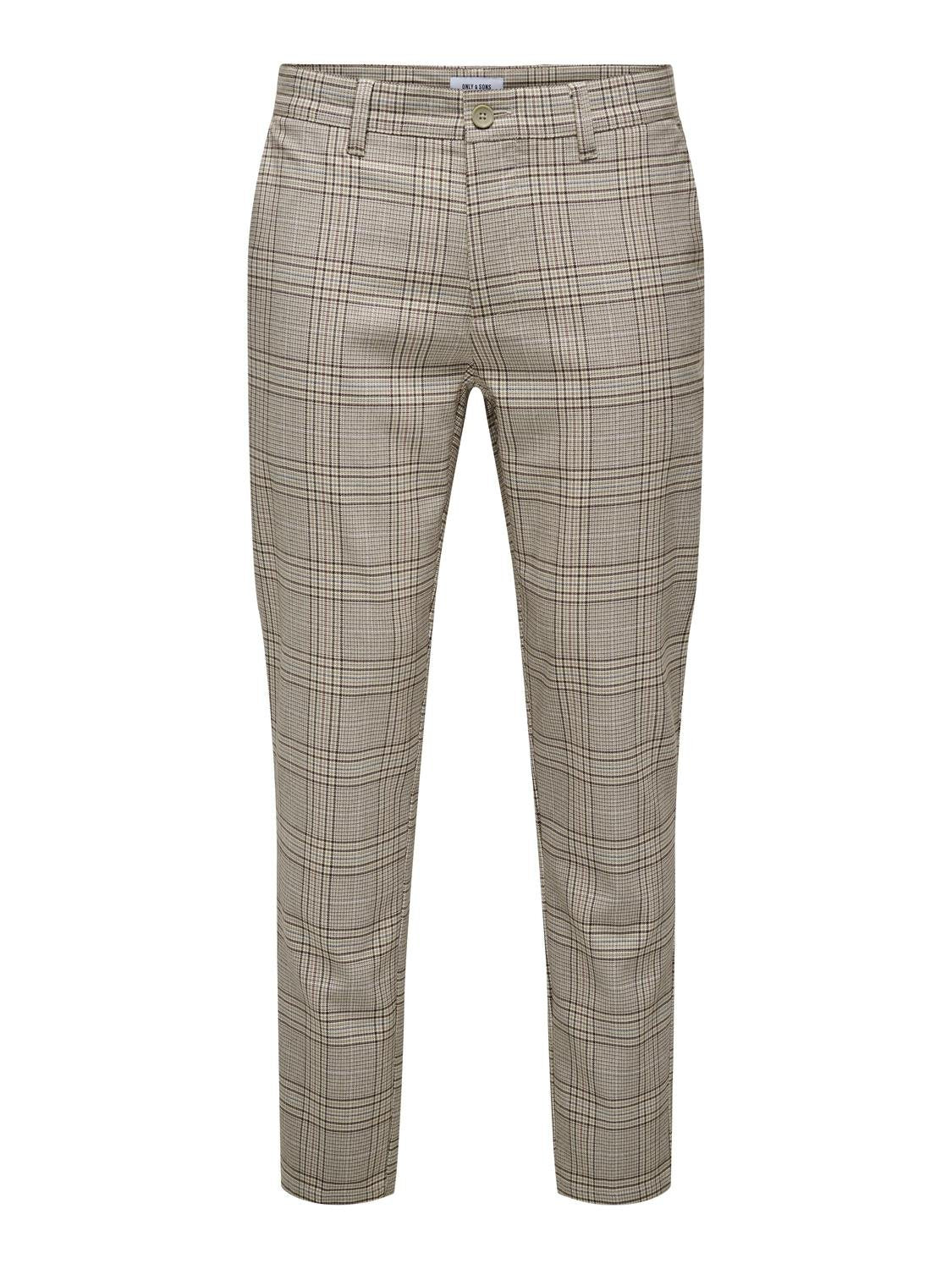 Only and Sons miesten housut,  ONSMARK SLIM CHECK 020935PANT Beige Ruutu