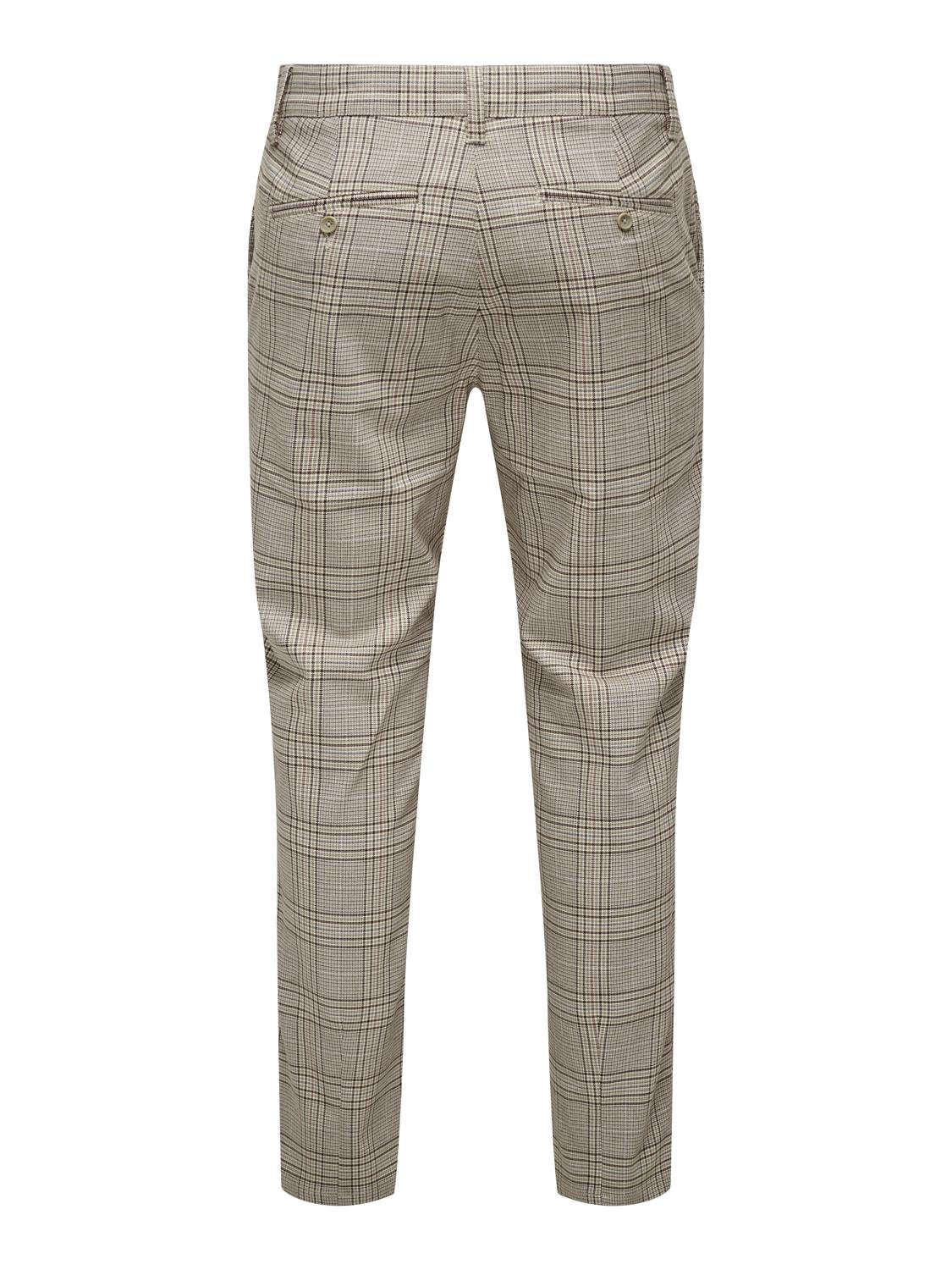 Only and Sons miesten housut,  ONSMARK SLIM CHECK 020935PANT Beige Ruutu - Image 2