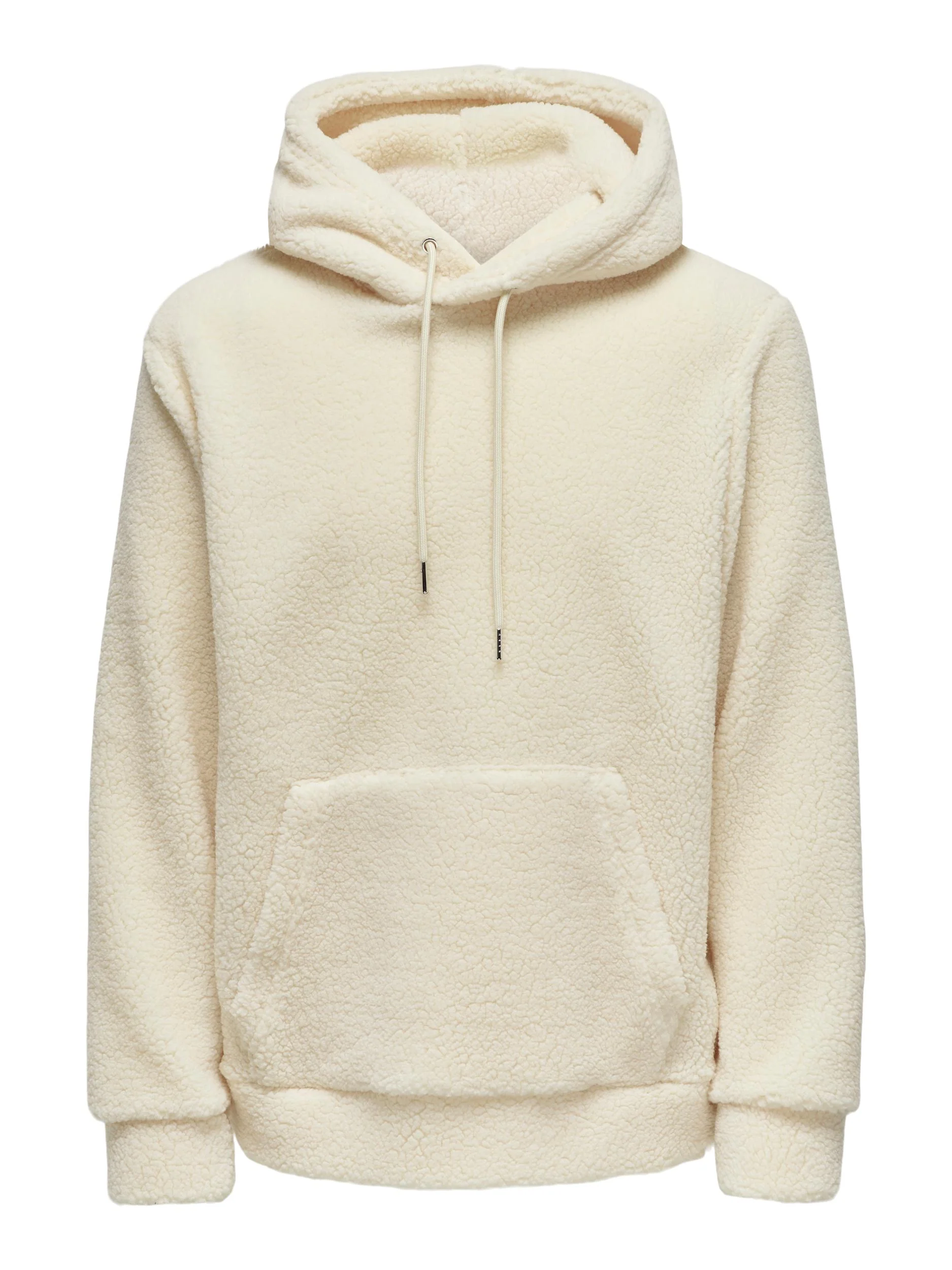 Only and Sons Miesten Huppari Teddy Hoodie Sweat Valkoinen
