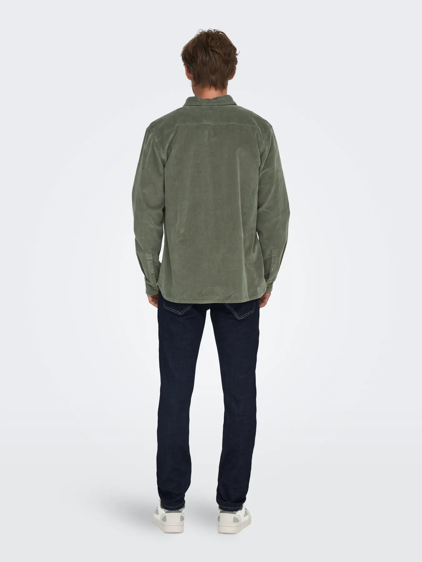 Only and Sons miesten kauluspaita, MICHAEL REG CORD SHIRT Castor Gray - Image 2