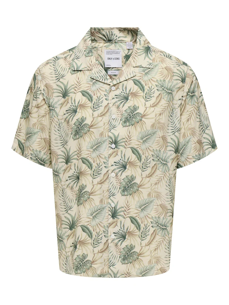 Only and Sons miesten kauluspaita, WAYNE LIFE VISCOSE SHIRT Vihreä Kuosi