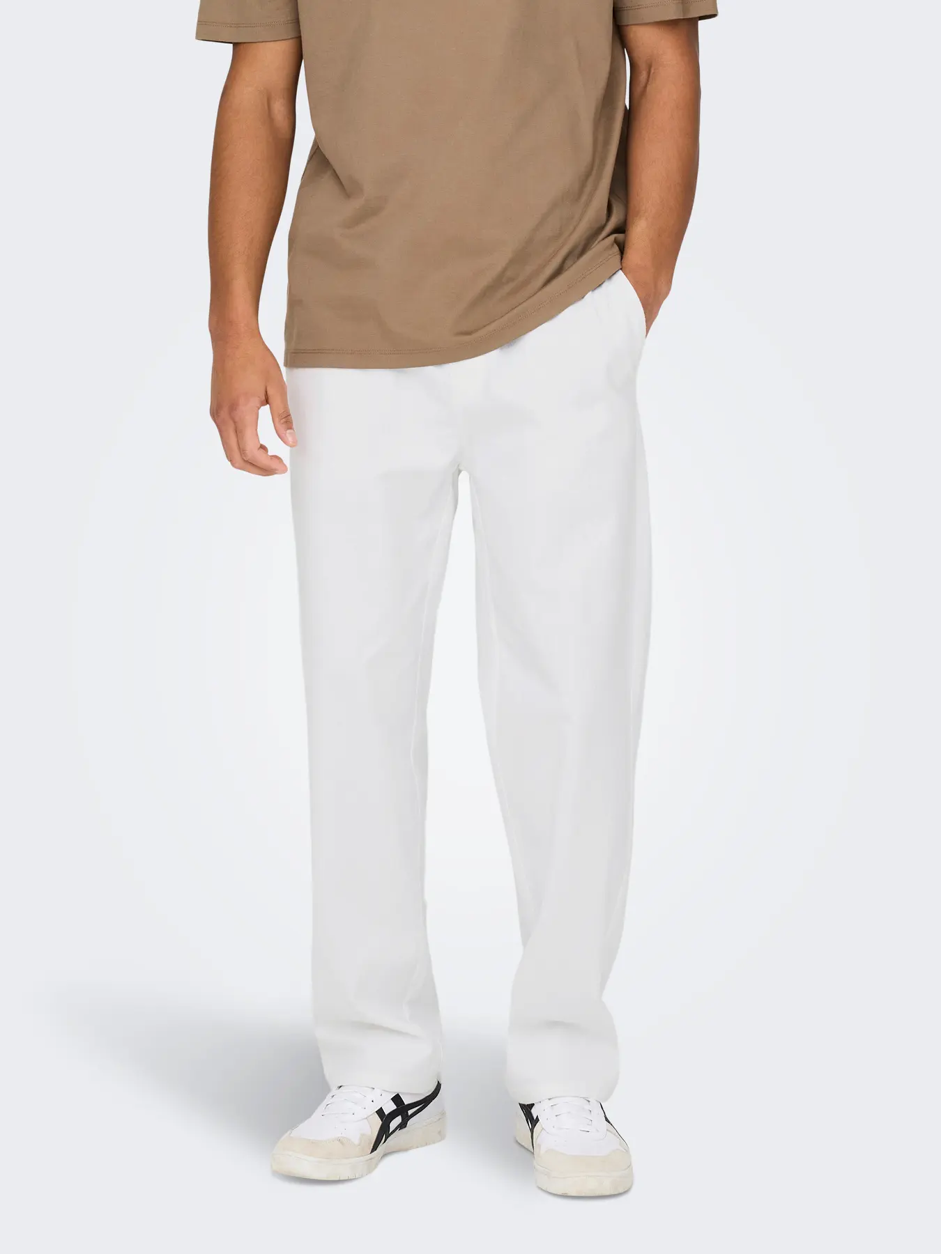 Only and Sons miesten kesähousut, SINUS LOOSE LIN PANT Bright White