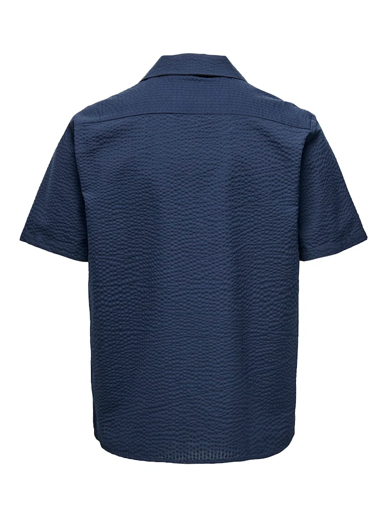 Only and Sons miesten lyhythihainen kauluspaita, ONSEYE RESORT SEERS 0009 SHIRT Tummansininen - Image 2