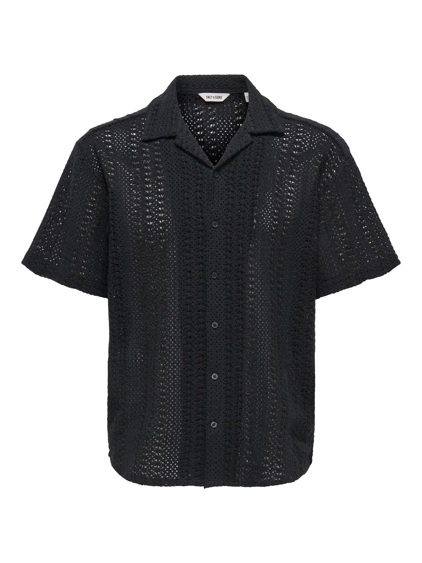 Only and Sons miesten lyhythihainen paita, DANI CROCHET SS SHIRT Jet Black