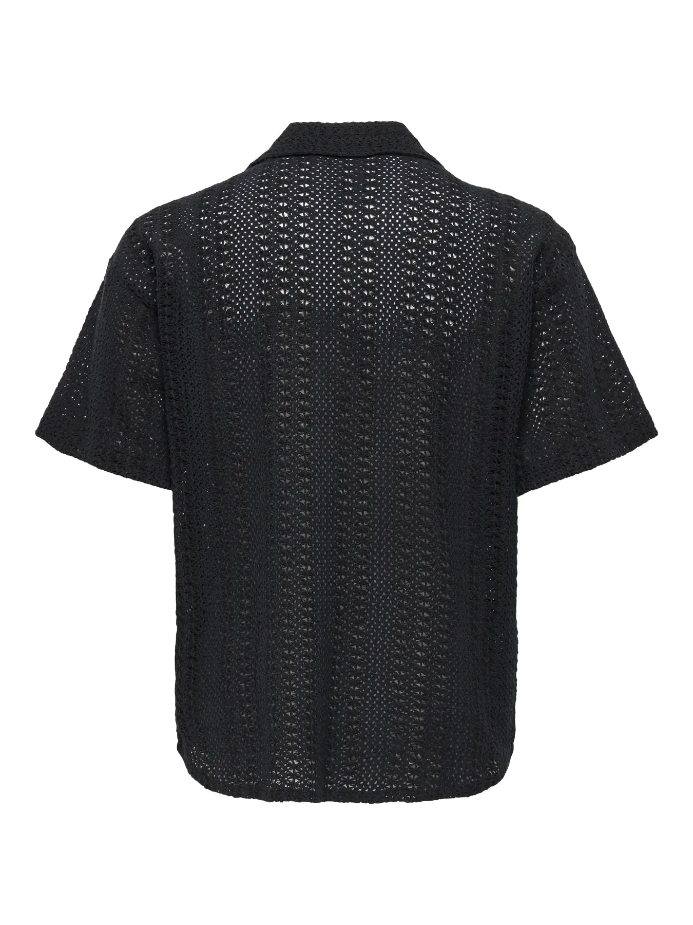 Only and Sons miesten lyhythihainen paita, DANI CROCHET SS SHIRT Jet Black - Image 2