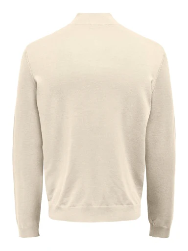 Only and Sons Miesten Neulepusero, PHIL WYLER REG HALF ZIP Luonnonvalkoinen - Image 2