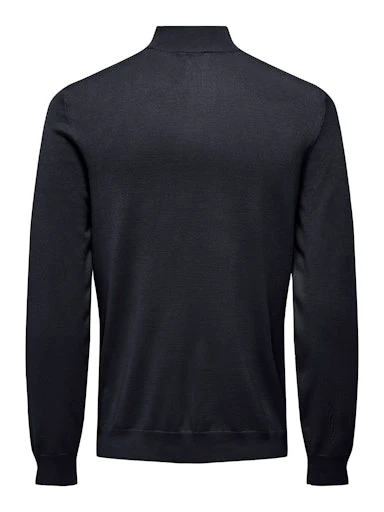 Only and Sons Miesten Neulepusero, PHIL WYLER REG HALF ZIP Tummansininen - Image 4