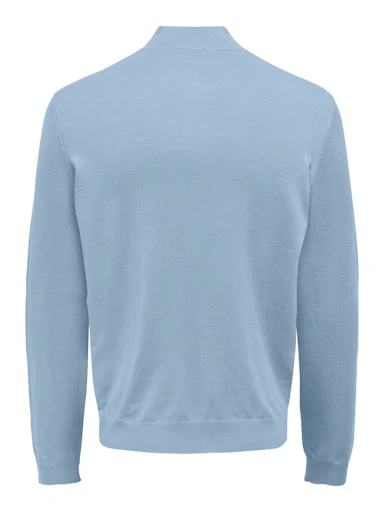 Only and Sons Miesten Neulepusero, PHIL WYLER REG HALF ZIP Vaaleansininen - Image 2