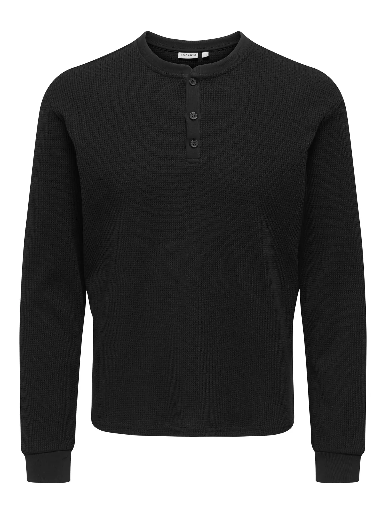 Only and Sons miesten paita, TOBIE REG HENLEY LONGSLEEVE Black - Image 2