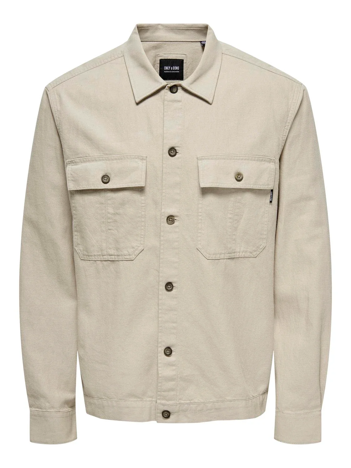 Only and Sons Miesten Pellava Paitatakki, Kenneth Overshirt Beige - Image 3