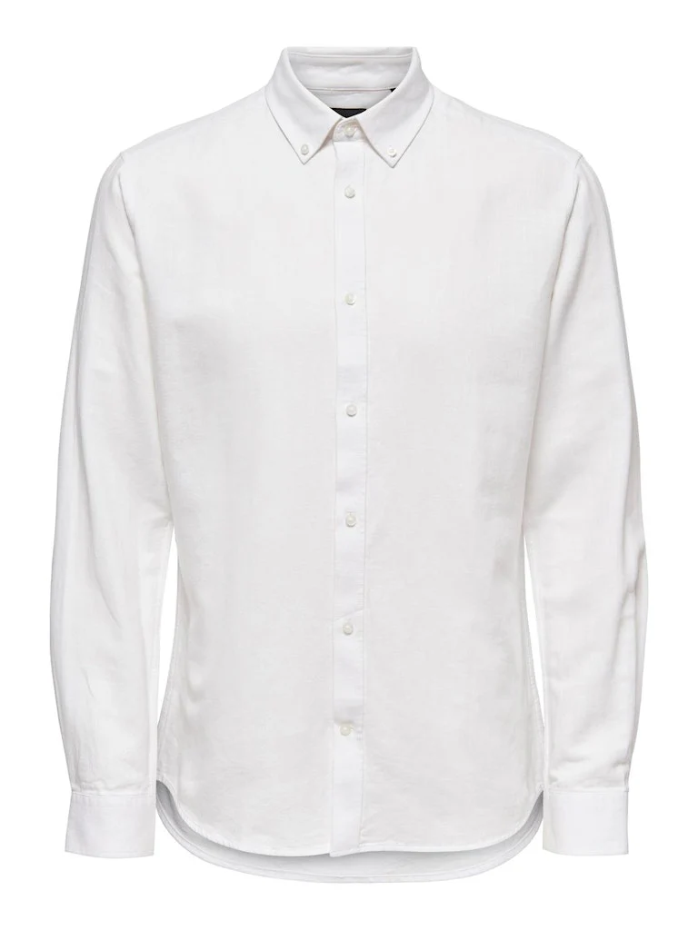 Only and Sons Miesten Pellavapaita CARLO LINEN SHIRT Valkoinen - Image 2