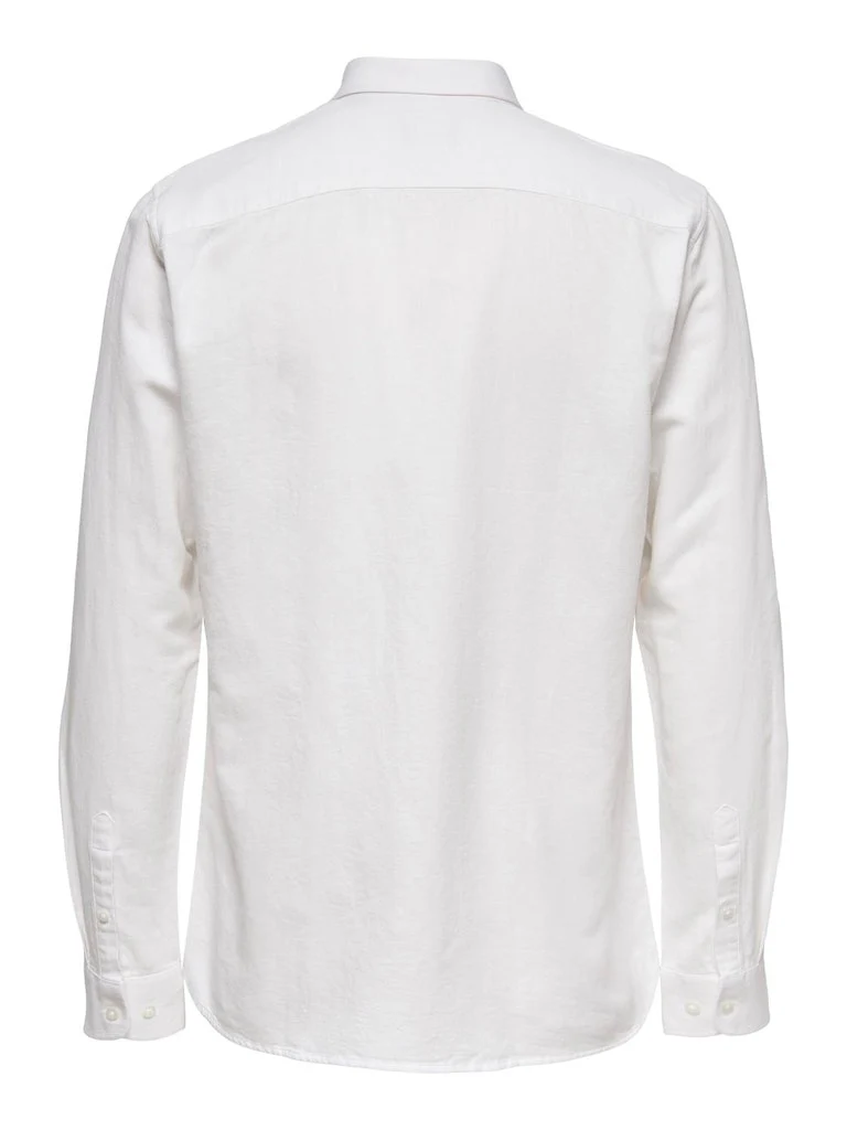 Only and Sons Miesten Pellavapaita CARLO LINEN SHIRT Valkoinen - Image 3
