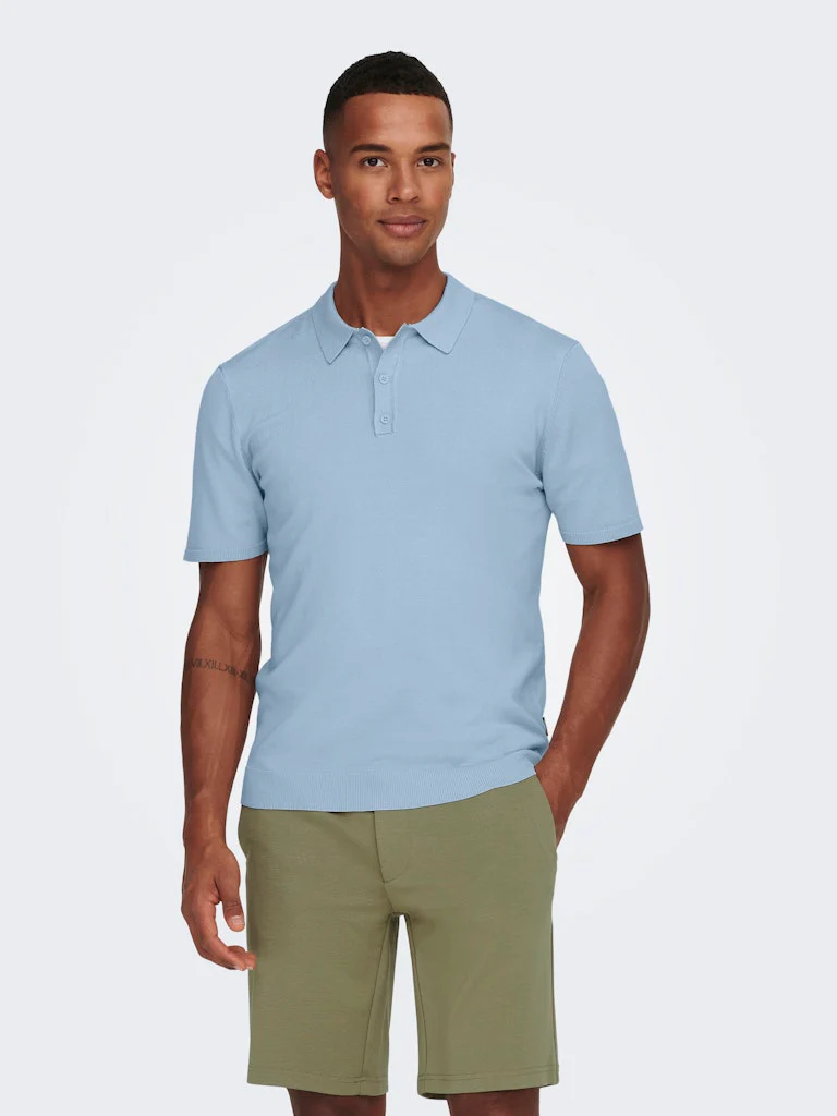 Only and Sons miesten pikeepaita, WYLER LIFE POLO KNIT Vaaleansininen