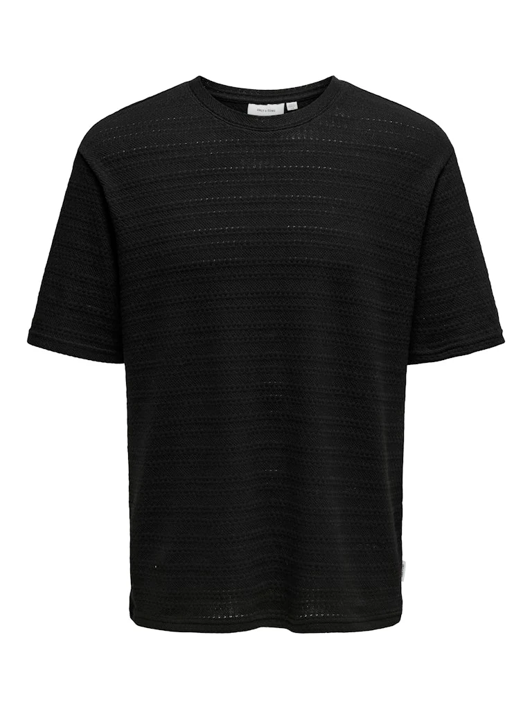 Only and Sons miesten t-paita, GIVO REG 12 SS CREW KNIT Black
