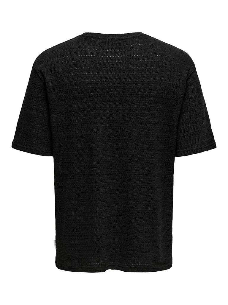Only and Sons miesten t-paita, GIVO REG 12 SS CREW KNIT Black - Image 2