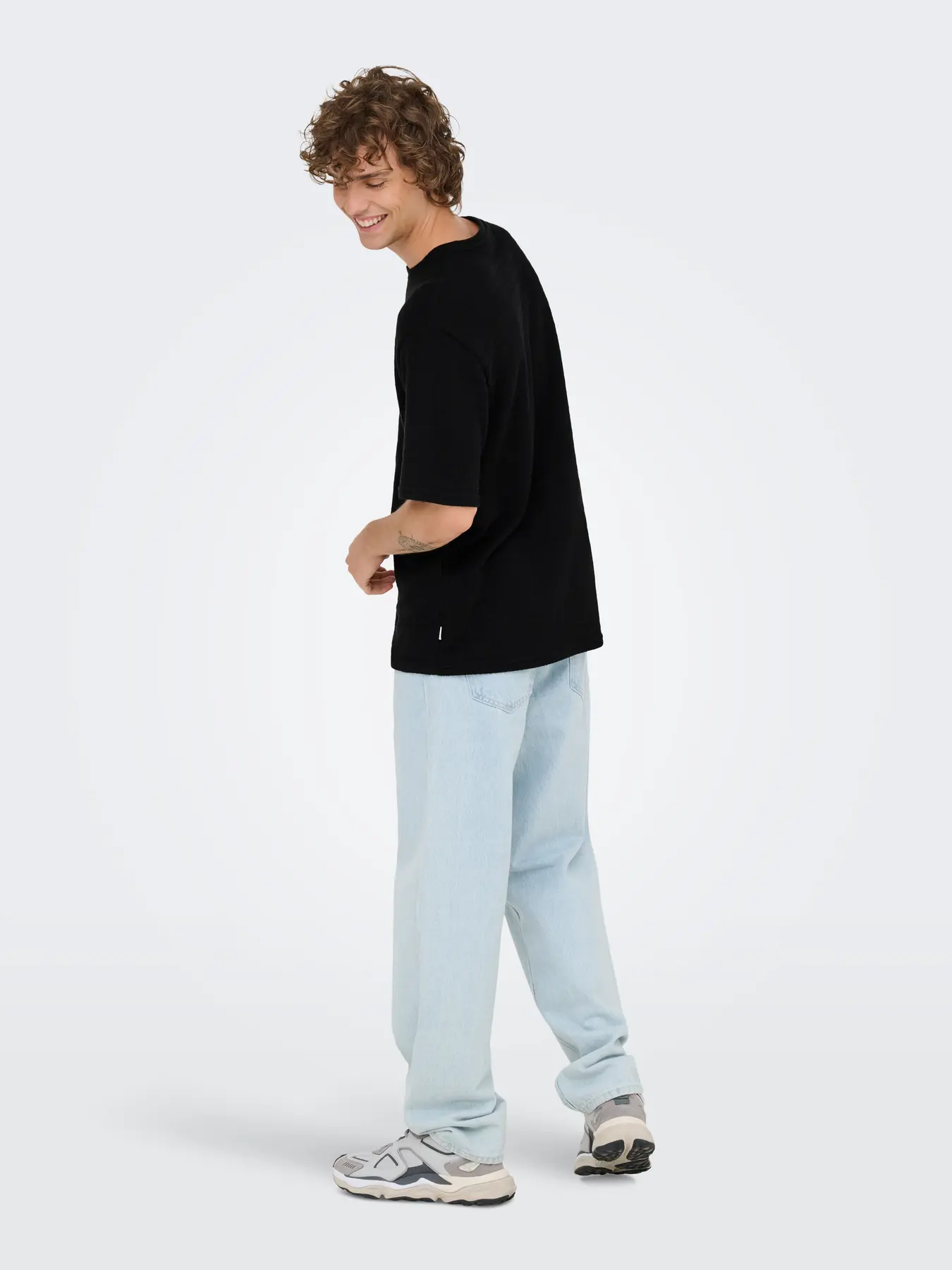 Only and Sons miesten t-paita, GIVO REG 12 SS CREW KNIT Black - Image 4