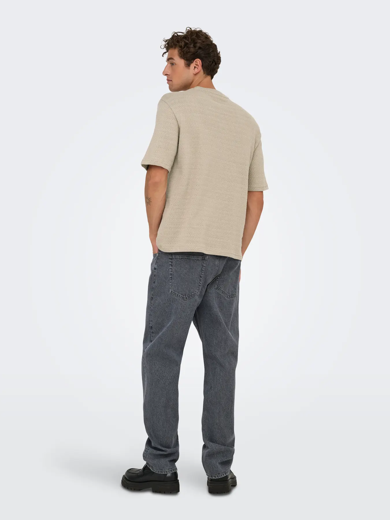 Only and Sons miesten t-paita, GIVO REG 12 SS CREW KNIT String - Image 4