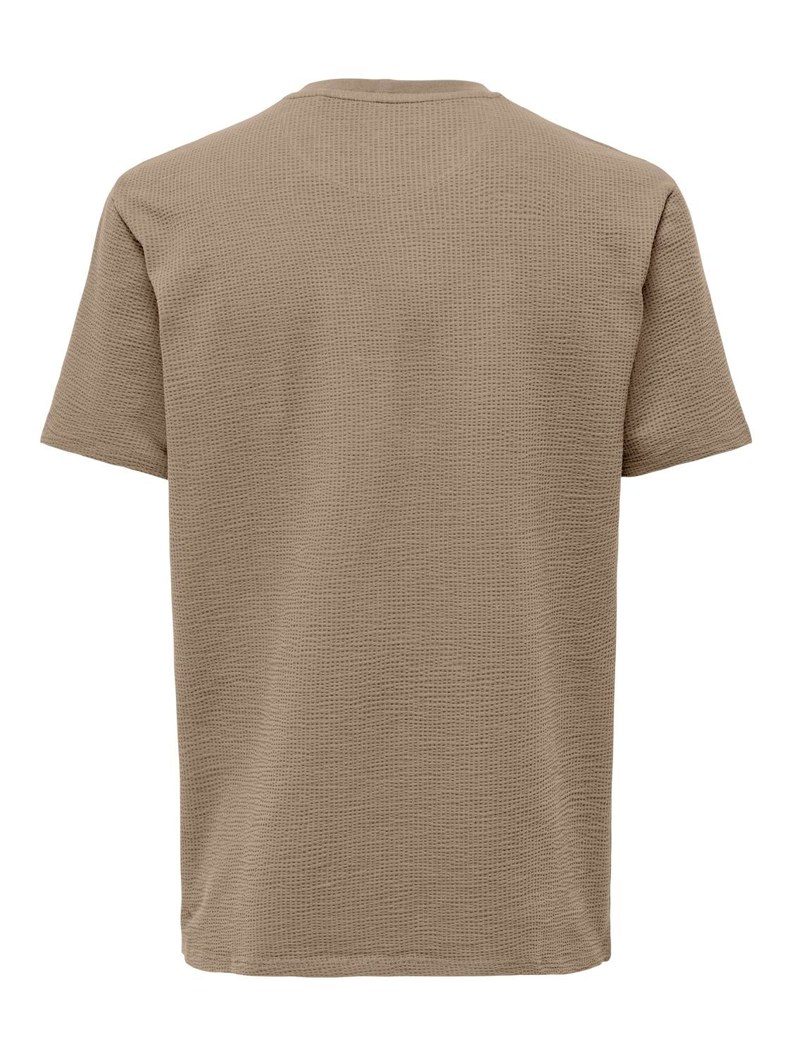 Only and Sons miesten t-paita, K KIAN REG SEERSUCKER SS TEE Tumma Kameli - Image 2