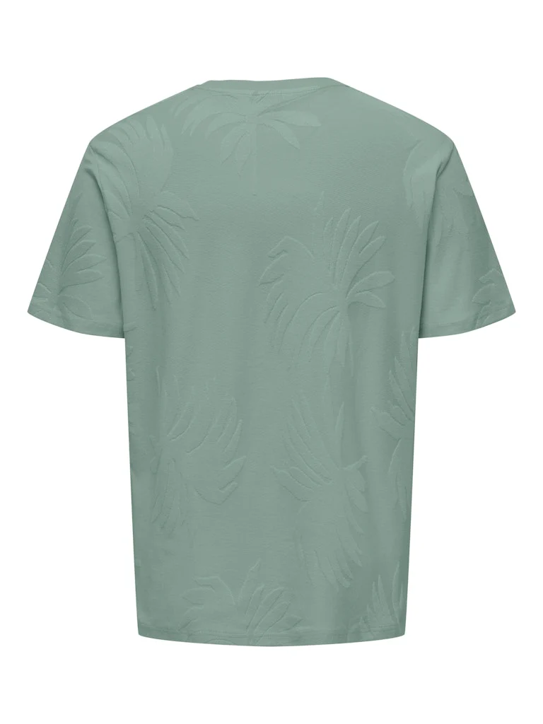 Only and Sons miesten t-paita, MARCO LIFE PALM JACQUARD Iceberg Green - Image 2