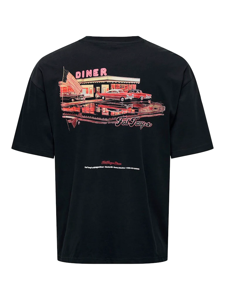 Only and Sons Miesten T-Paita, Onsmalik Caseys Loose SS Tee Black - Image 2