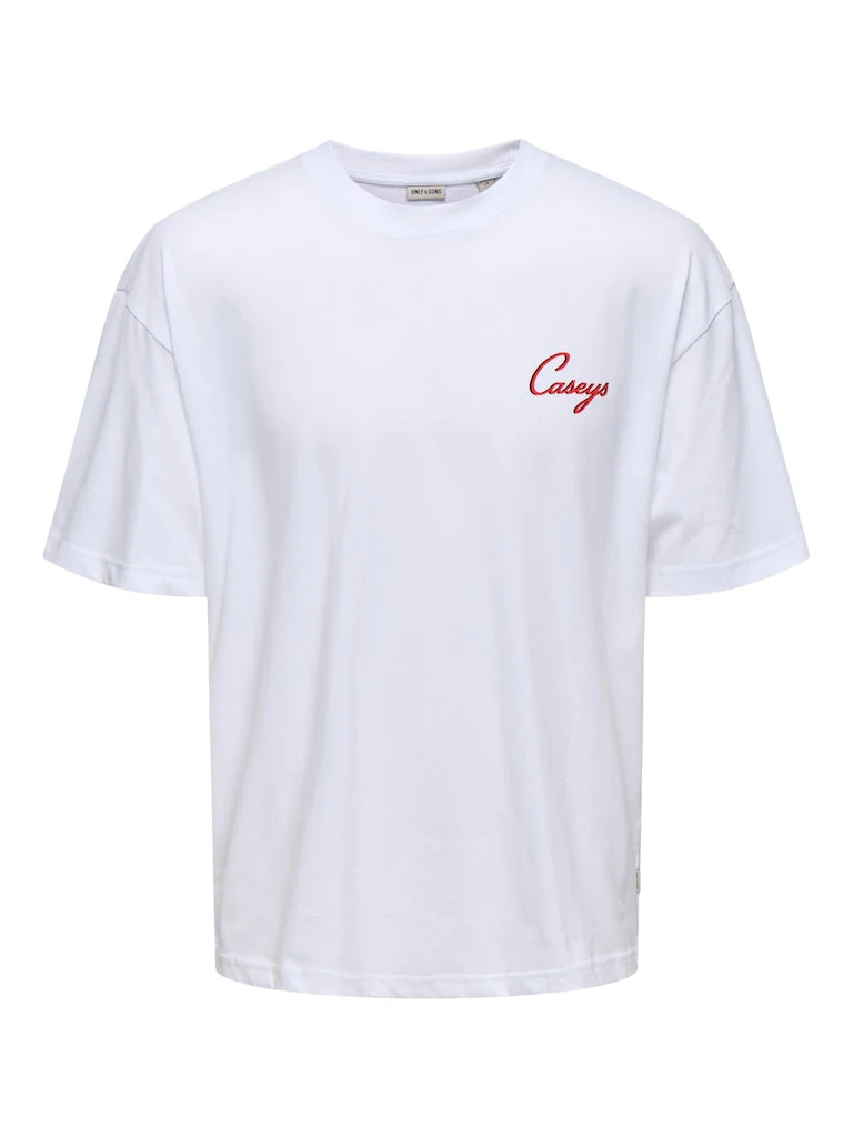 Only and Sons Miesten T-Paita, Onsmalik Caseys Loose SS Tee Bright White