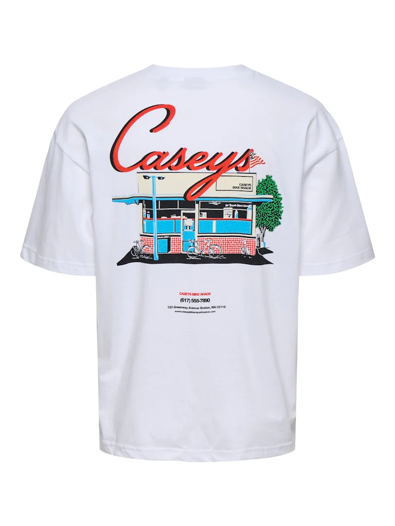 Only and Sons Miesten T-Paita, Onsmalik Caseys Loose SS Tee Bright White - Image 2