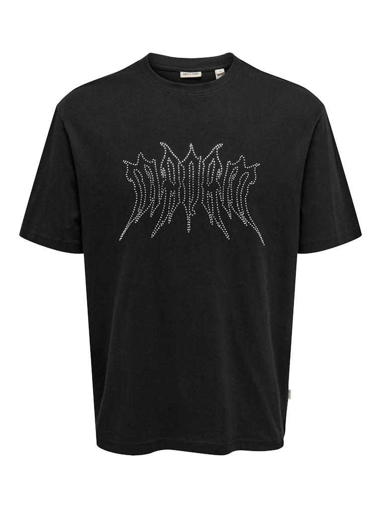 Only and Sons miesten t-paita, RHINESTONE RLX SS TEE Musta - Image 3