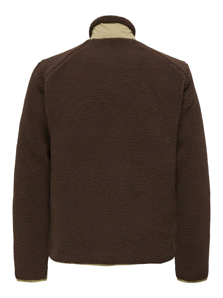 Only and Sons Miesten Teddytakki, DALLAS SHERPA JACKET Tummanruskea - Image 2