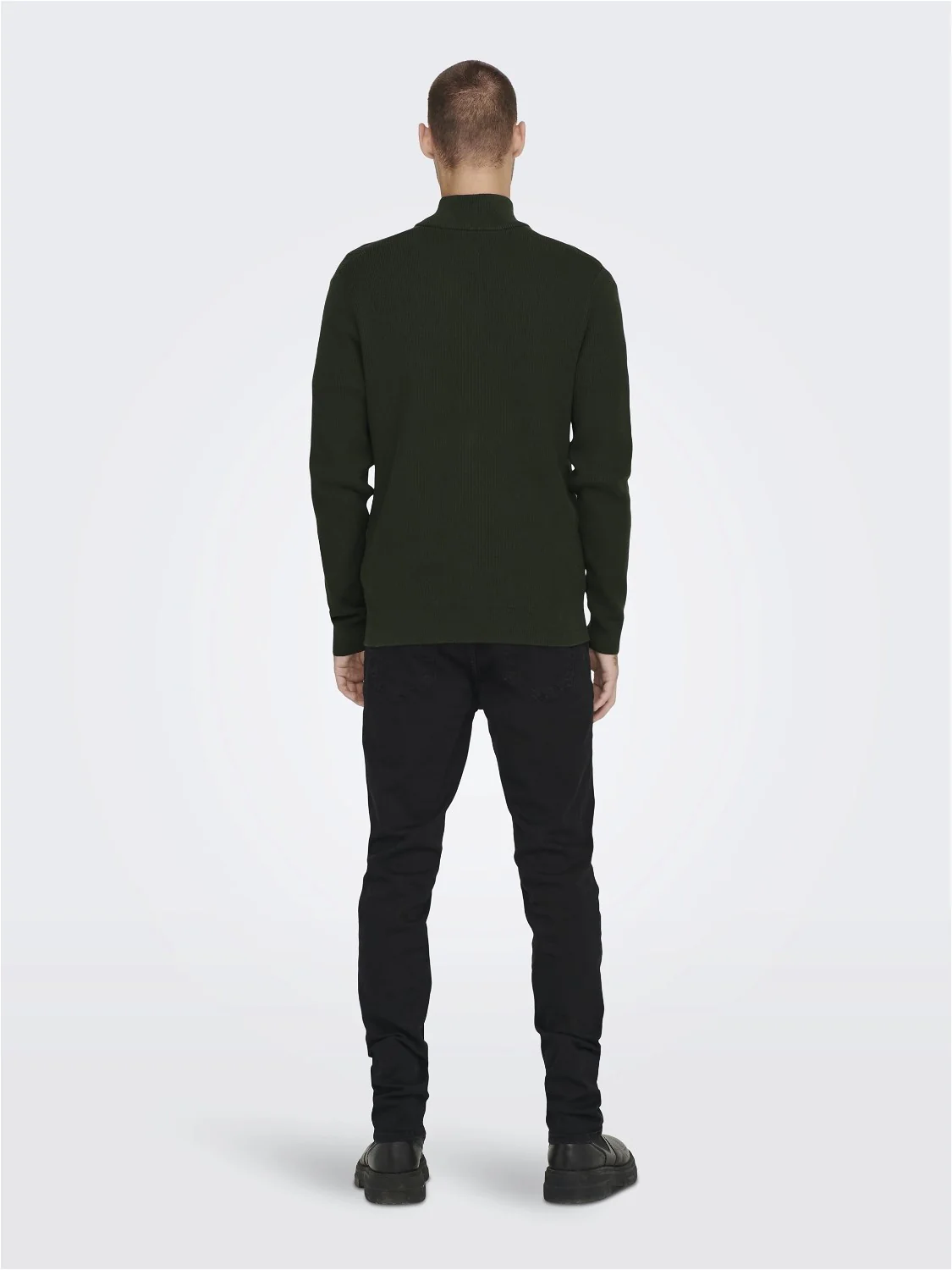 Only and Sons neule, PHIL COTTON HALF ZIP Armeijanvihreä - Image 2