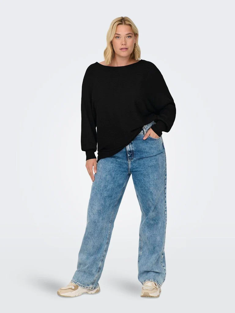 Only Carmakoma naisten neule, CARNEW ADALINE L/S PULLOVER KNT Musta - Image 2