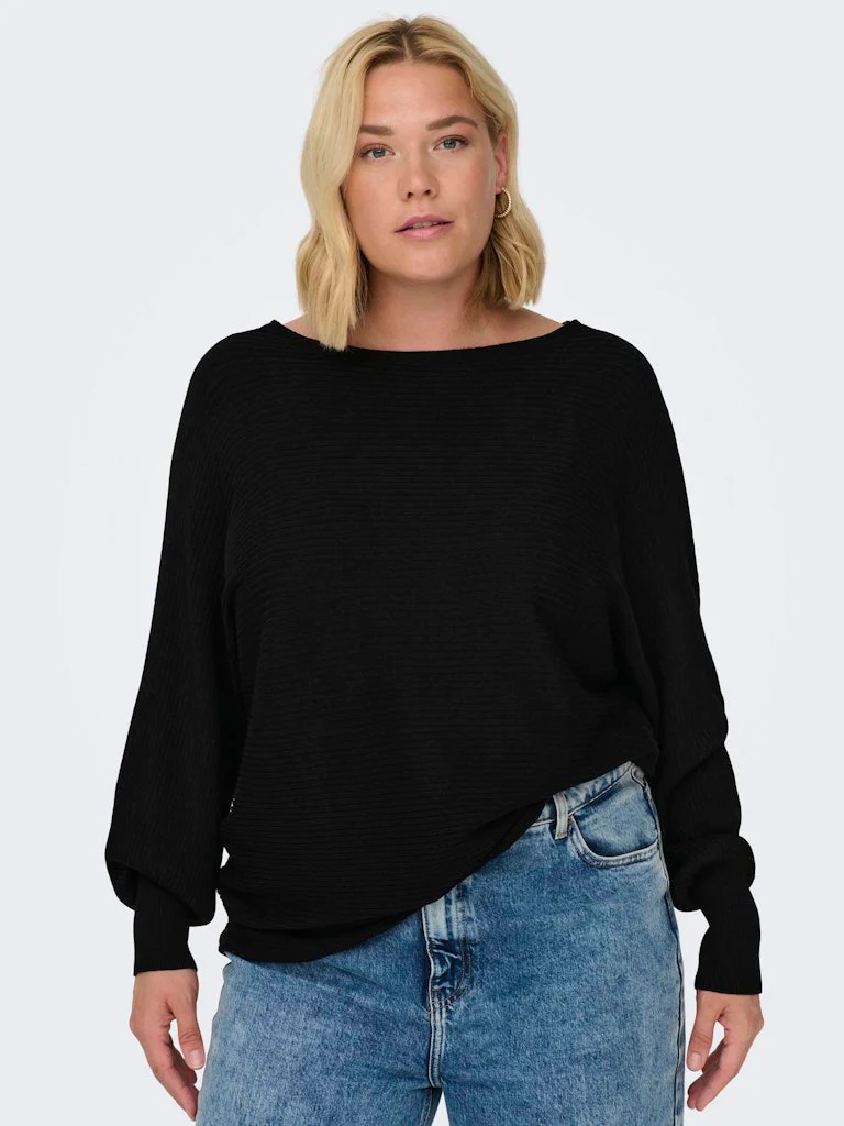 Only Carmakoma naisten neule, CARNEW ADALINE L/S PULLOVER KNT Musta - Image 3