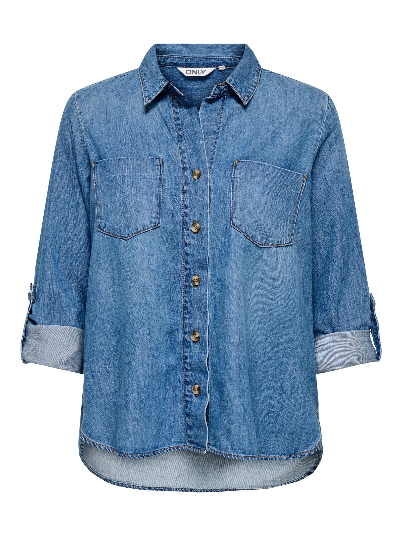 Only naisten farkkupaita, ONLYASMIN SHIRT L/S DNM AKM Sininen, Indigo